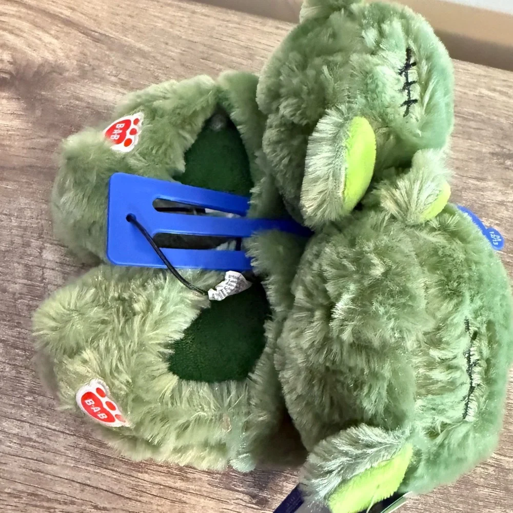 NEW Build a Bear BAB Frankenbear Monster Zombie Halloween Slippers Toddler 12/13